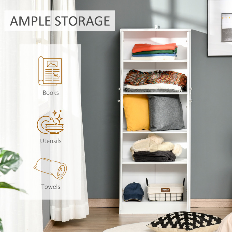 61" Pantry Cabinet, Kitchen Pantry Storage Cabinet with 2 Doors and Adjustable Shelves, Freestanding Storage Cabinet