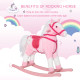 Qaba Rocking Horse Plush Pony Children Kid Ride on Toy w/ Realistic Sound (Light Pink)