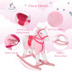 Qaba Rocking Horse Plush Pony Children Kid Ride on Toy w/ Realistic Sound (Light Pink)