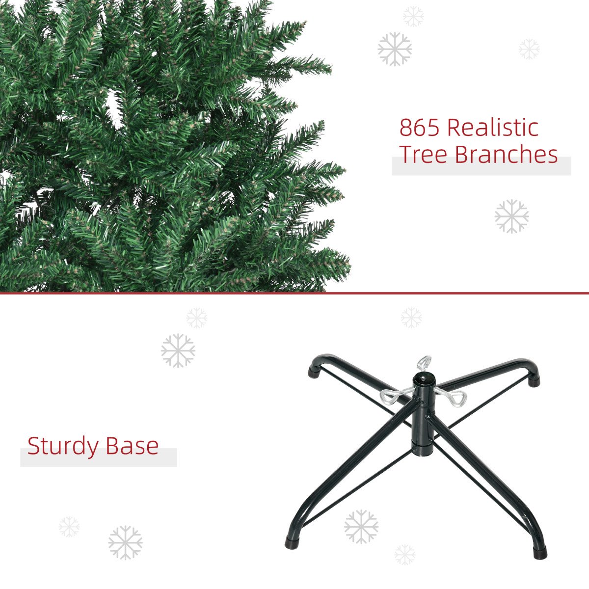 6.9ft Artificial Christmas Tree w/ Metal Stand Spruce Branch Tips Green