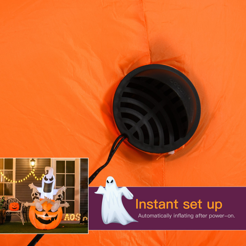6FT Tall Halloween Inflatable Jack-O-Lantern and Ghosts, Outdoor Blow Up Yard Decoration with Pumpkin Lantern and LED Lights for Garden, Lawn, Party, Holiday