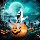 6FT Tall Halloween Inflatable Jack-O-Lantern and Ghosts, Outdoor Blow Up Yard Decoration with Pumpkin Lantern and LED Lights for Garden, Lawn, Party, Holiday