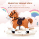 Qaba Kids Plush Rocking Horse Child Ride On Toy Rocker with Realistic Sounds Brown