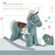Qaba Kids Rocking Horse Plush Animal on Wooden Rockers with Sounds, Wooden Base and Bear Toy, Baby Rocking Chair, Blue