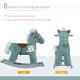 Qaba Kids Rocking Horse Plush Animal on Wooden Rockers with Sounds, Wooden Base and Bear Toy, Baby Rocking Chair, Blue