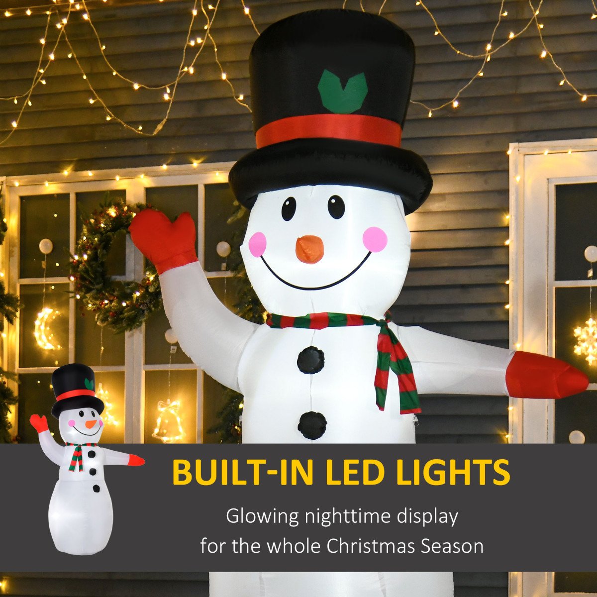 8 Ft Tall Outdoor Lighted Airblown Inflatable Christmas Lawn Decoration - Waving Snowman