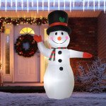 8 Ft Tall Outdoor Lighted Airblown Inflatable Christmas Lawn Decoration - Waving Snowman
