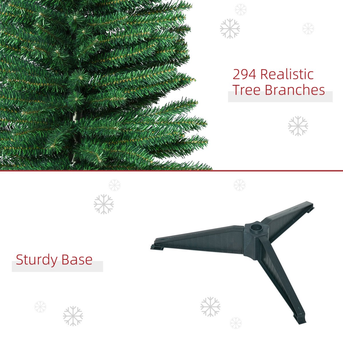 5FT Artificial Christmas Tree, Pencil Christmas Tree with Realistic Branches, Stable Stand, Green
