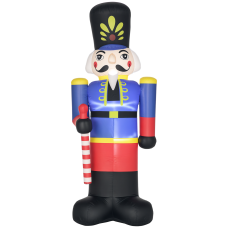 Christmas Outdoor Yard Colorful 8ft Blow Up Inflatable Walnut Soldier with Scepter Decoration with 3 LED for Indoor Outdoor House Party Display