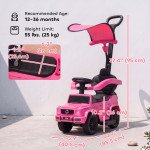 Aosom Mercedes-Benz G350 Licensed Push Car, 3-in-1 Toddler Sliding Car with Horn, Steering, Foot Rest, Seat Storage, Pink