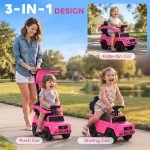 Aosom Mercedes-Benz G350 Licensed Push Car, 3-in-1 Toddler Sliding Car with Horn, Steering, Foot Rest, Seat Storage, Pink