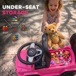 Aosom Mercedes-Benz G350 Licensed Push Car, 3-in-1 Toddler Sliding Car with Horn, Steering, Foot Rest, Seat Storage, Pink