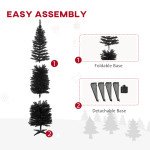 7FT Artificial Christmas Tree, Pencil Christmas Tree with Realistic Branches, Stable Stand, Black