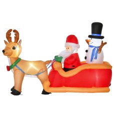 6.5 ft Christmas Inflatable Santa Claus & Snowman on Sleigh with Reindeer, Blow up Christmas Decorations with LED Lights
