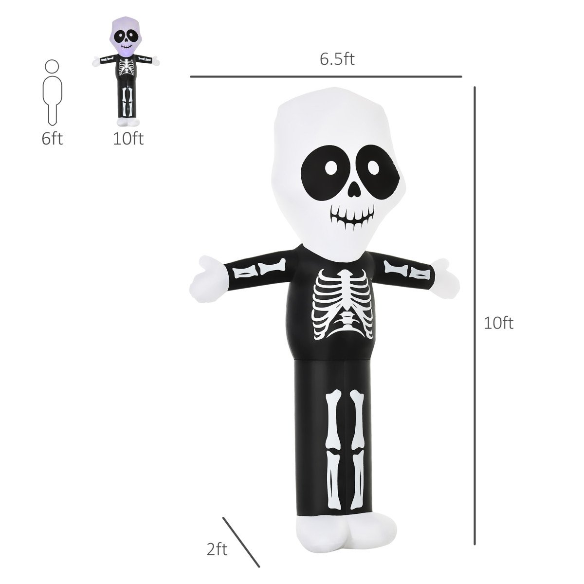 10ft Halloween Inflatable Skeleton Ghost Decoration, LED Lighted for Home Indoor Outdoor Garden Lawn Decoration Party Prop