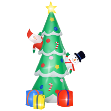 7 Feet Tall Christmas Inflatable Tree, LED Lighted with Santa Claus, Snowman and Gift Box for Home Indoor Outdoor Garden Lawn Decoration Party Prop