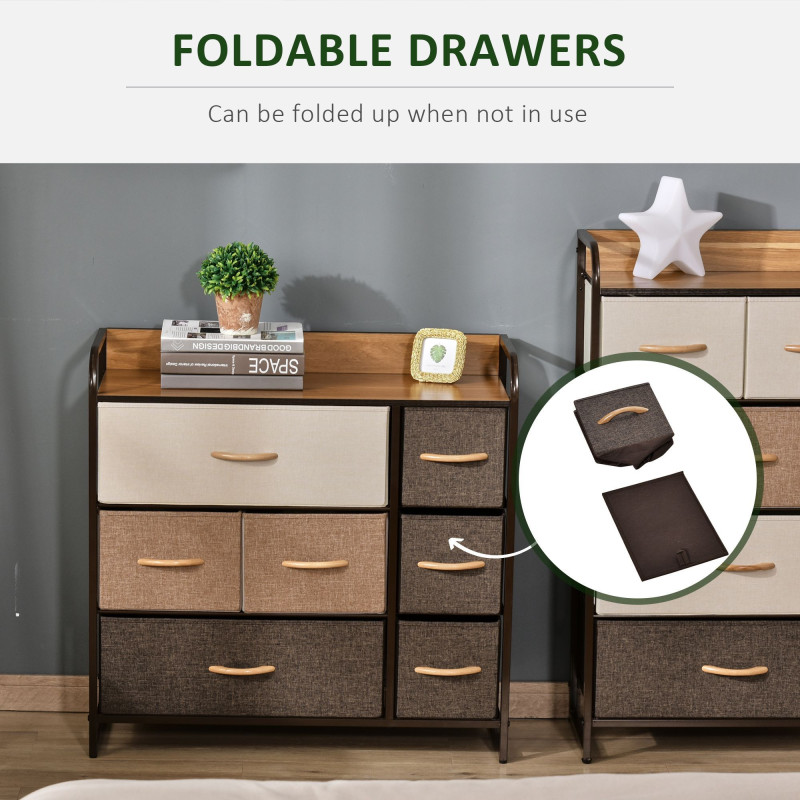 7-Bin Dresser Storage Tower Cabinet Organizer Unit, Easy Pull Fabric Bins with Metal Frame for Bedroom