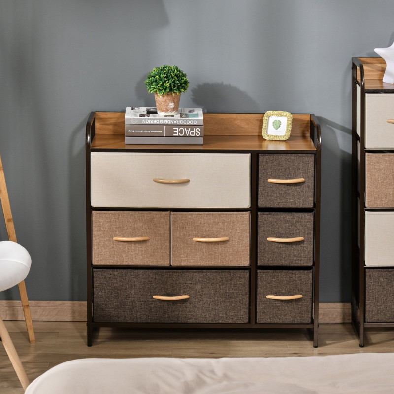 7-Bin Dresser Storage Tower Cabinet Organizer Unit, Easy Pull Fabric Bins with Metal Frame for Bedroom