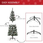 5ft Decorated Christmas Tree with Red Berries and Pine Cones, Flocked Christmas Tree with Pencil Shape, Green