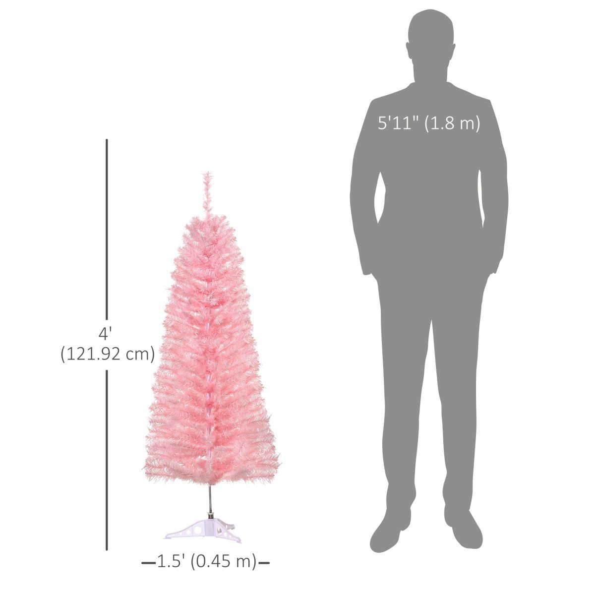 4FT Artificial Christmas Tree Holiday Xmas Holiday Pencil Tree Decoration with Automatic Open for Home Party, Pink