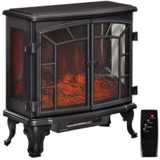 Electric Fireplace Heater, Freestanding Fireplace Stove with Realistic Flame Effect, Timer, Overheating Protection, 750W/1500W, Black