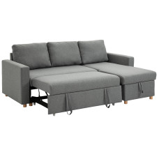 83" Sofa Bed, Pull Out Sleeper L Shaped Sectional Couch with Reversible Storage Chaise, Wide and Deep Seat, Light Grey