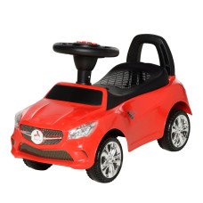 Aosom Kids Ride On Push Car, Foot-to-Floor Walking Sliding Toy Car for Toddler with Under Seat Storage, Music, Headlights Red
