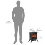 Electric Fireplace Heater, Freestanding Fireplace Stove with Realistic Flame, Overheat Protection, 750W/1500W, Black