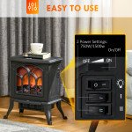 Electric Fireplace Heater, Freestanding Fireplace Stove with Realistic Flame, Overheat Protection, 750W/1500W, Black