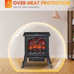 Electric Fireplace Heater, Freestanding Fireplace Stove with Realistic Flame, Overheat Protection, 750W/1500W, Black