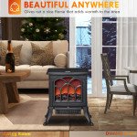 Electric Fireplace Heater, Freestanding Fireplace Stove with Realistic Flame, Overheat Protection, 750W/1500W, Black