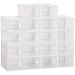 18 Pack Shoe Storage Boxes, Space-saving Shoe Organizers, Clear Plastic Stackable Holders Containers with Front Opening