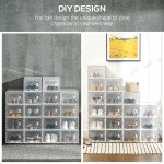18 Pack Shoe Storage Boxes, Space-saving Shoe Organizers, Clear Plastic Stackable Holders Containers with Front Opening