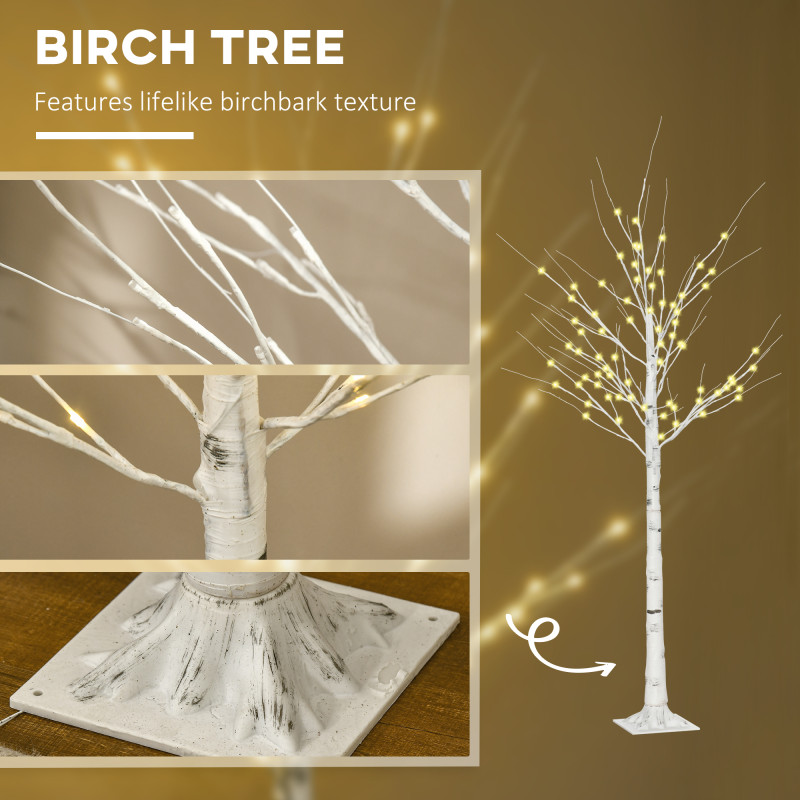 6 ft Artificial Birch Tree Light with Pre-Lit LED Light for Home Party, Indoor and Covered Outdoor Use
