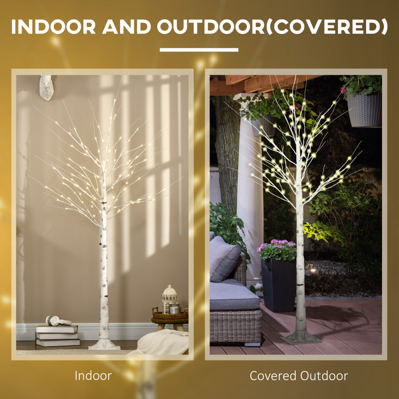 6 ft Artificial Birch Tree Light with Pre-Lit LED Light for Home Party, Indoor and Covered Outdoor Use