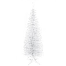 5FT Artificial Christmas Tree, Pencil Christmas Tree with Realistic Branches, Stable Stand, White
