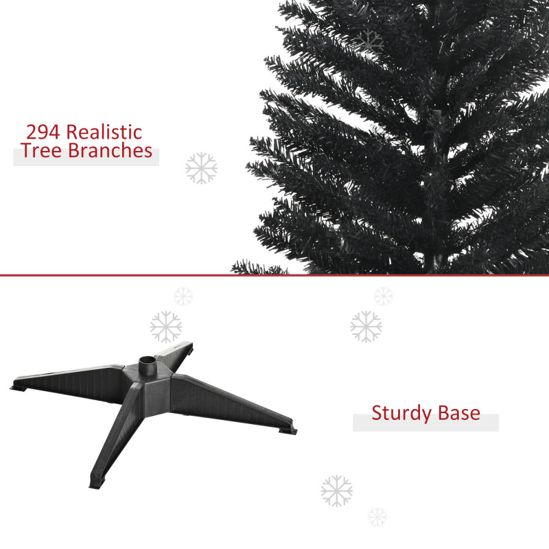 5FT Artificial Christmas Tree, Pencil Christmas Tree with Realistic Branches, Stable Stand, Black