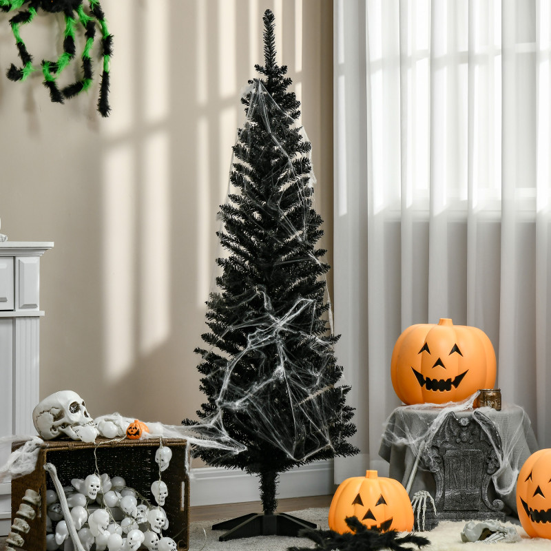 5FT Artificial Christmas Tree, Pencil Christmas Tree with Realistic Branches, Stable Stand, Black
