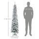 6 Ft Snow-Flocked Artificial Christmas Tree, Slim Pencil Xmas Tree with Realistic Branches, Metal Base, Green