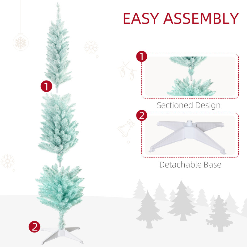 6ft Pencil Christmas Trees, Skinny Artificial Christmas Tree for Xmas Holiday Decor, Gradient Blue