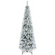6' Artificial Slim Flocked Christmas Trees, with Snow Frosted Branches, Downswept Shape, Steel Base