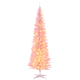 6' Pre Lit Artificial Pencil Christmas Trees, Xmas Tree with Realistic Branches and Warm White LED Lights, Pink