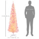 6' Pre Lit Artificial Pencil Christmas Trees, Xmas Tree with Realistic Branches and Warm White LED Lights, Pink