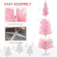 6' Pre Lit Artificial Pencil Christmas Trees, Xmas Tree with Realistic Branches and Warm White LED Lights, Pink
