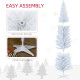 7' Pre Lit Artificial Pencil Christmas Trees, Xmas Tree with Realistic Branches and Warm White LED Lights, White