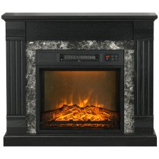 Electric Fireplace Mantel Wood Surround, Freestanding Fireplace Heater with Realistic Flame, Adjustable Temperature, Timer, Overheating Protection, and Remote Control, Black