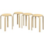 Round Stackable Chairs Set of 4, 18-Inch Backless Stacking Stools for Kitchen, Dining Room, Office, Outdoors