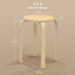 Round Stackable Chairs Set of 4, 18-Inch Backless Stacking Stools for Kitchen, Dining Room, Office, Outdoors
