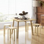 Round Stackable Chairs Set of 4, 18-Inch Backless Stacking Stools for Kitchen, Dining Room, Office, Outdoors