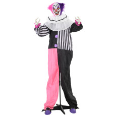 5.7FT Life Size Halloween Decoration, Animated Clown with Sound Activated, Light Up Eyes, Motion, Laugh